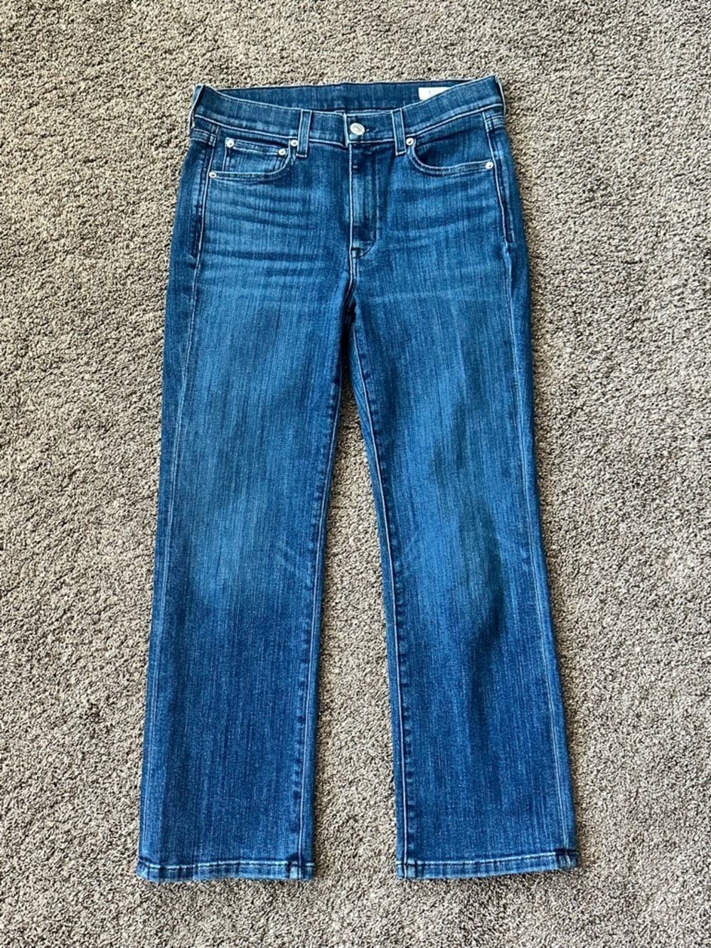 AYR Women’s Straight Leg Jeans in Dark Blue Denim